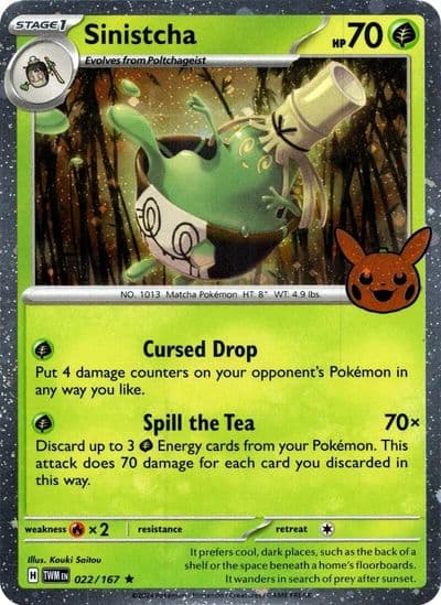 Sinistcha (Cosmos Holo) Trick or Trade BOOster Bundle 2024 Pokemon card