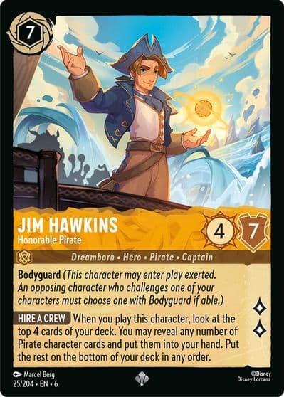 Jim Hawkins Honorable Pirate Azurite Sea Lorcana card