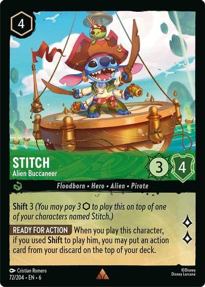 Stitch Alien Buccaneer Azurite Sea Lorcana card