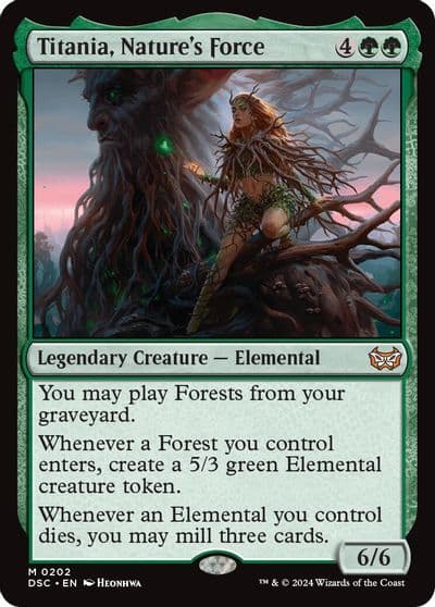 Titania Natures Force Commander: Duskmourn: House of Horror Magic card