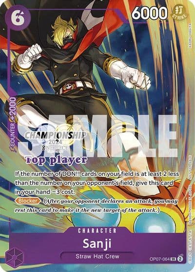 Sanji Championship 2024 Top Player Pack One Piece Promotion Cards One Piece card
