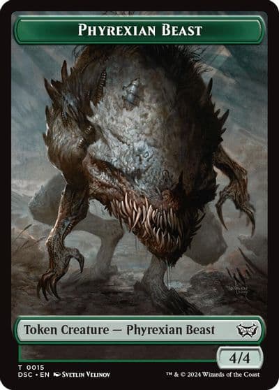 Phyrexian Beast Manifest Double Sided Token Commander: Duskmourn: House of Horror Magic card