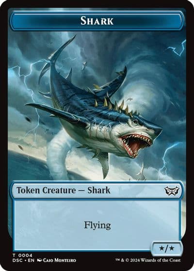 Shark Copy Double Sided Token Commander: Duskmourn: House of Horror Magic card
