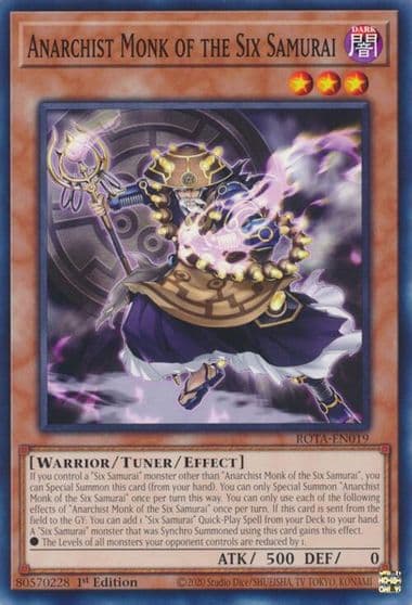 Anarchist Monk of the Six Samurai Rage of the Abyss Yu-Gi-Oh! card