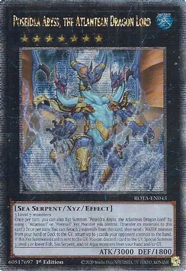 Poseidra Abyss the Atlantean Dragon Lord Quarter Century Secret Rare Rage of the Abyss Yu-Gi-Oh! card