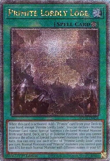 Primite Lordly Lode Quarter Century Secret Rare Rage of the Abyss Yu-Gi-Oh! card