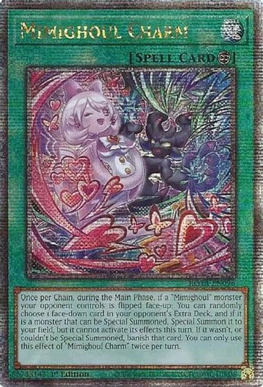Mimighoul Charm Quarter Century Secret Rare Rage of the Abyss Yu-Gi-Oh! card