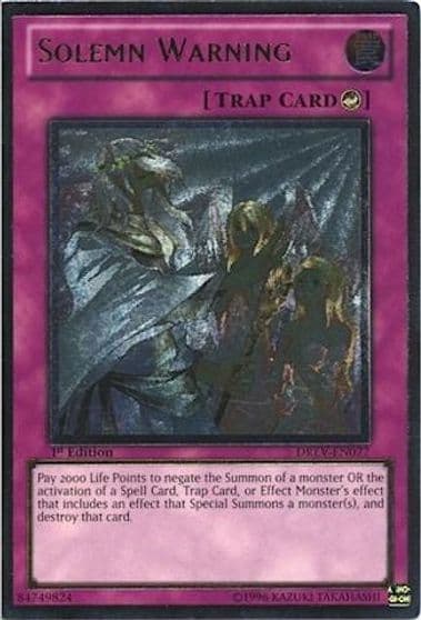 Solemn Warning UTR Duelist Revolution Yu-Gi-Oh! card