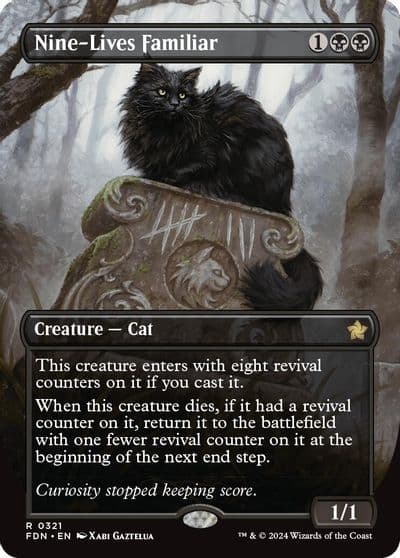 Nine Lives Familiar Borderless Foundations Magic card