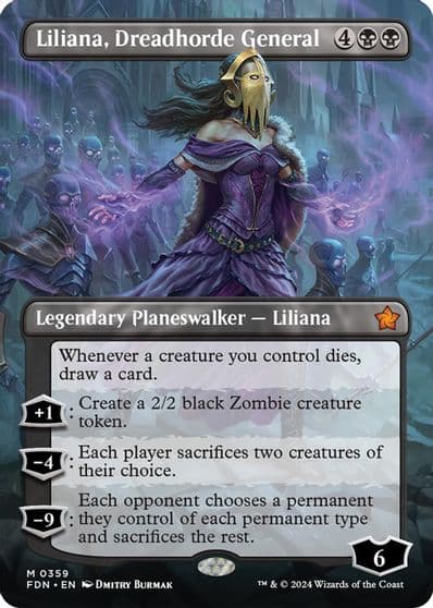 Liliana Dreadhorde General Borderless Foundations Magic card