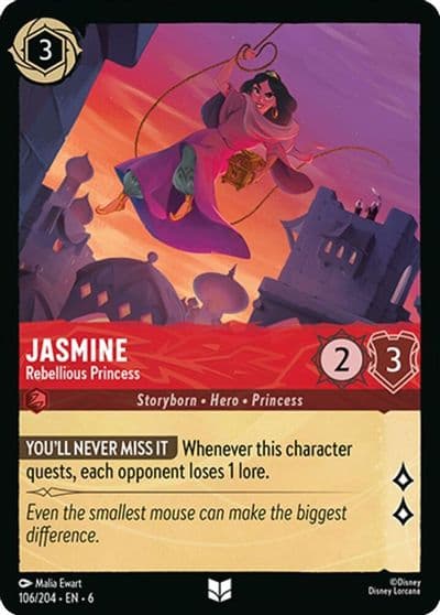 Jasmine Rebellious Princess Azurite Sea Lorcana card
