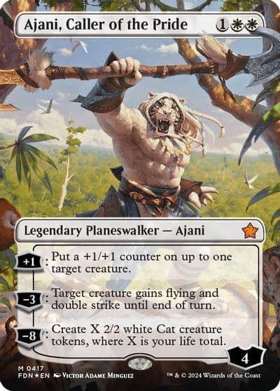 Ajani Caller of the Pride Borderless Mana Foil Foundations Magic card