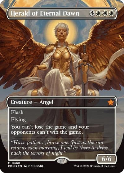 Herald of Eternal Dawn Borderless Mana Foil Foundations Magic card
