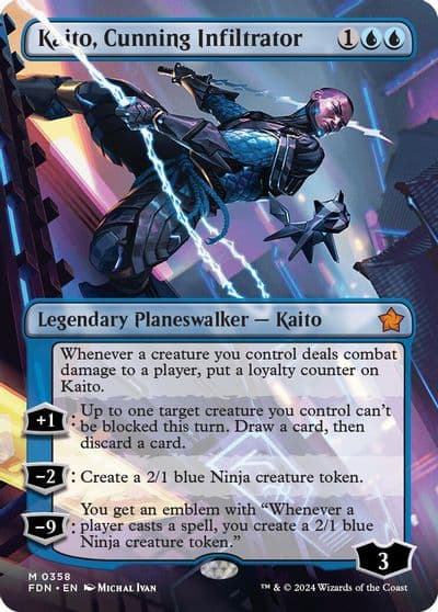 Kaito Cunning Infiltrator Borderless Foundations Magic card
