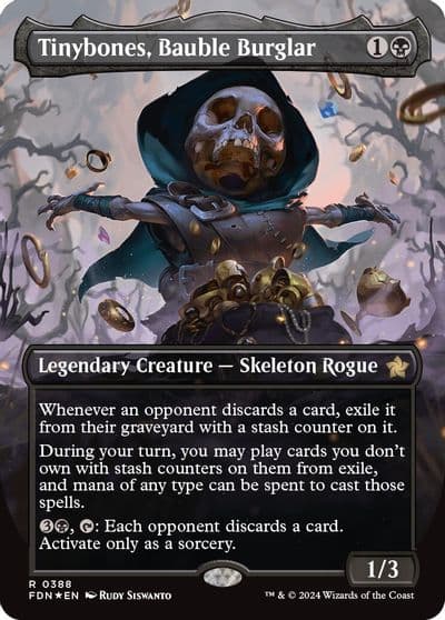 Tinybones Bauble Burglar Borderless Mana Foil Foundations Magic card