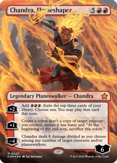 Chandra Flameshaper Borderless Mana Foil Foundations Magic card