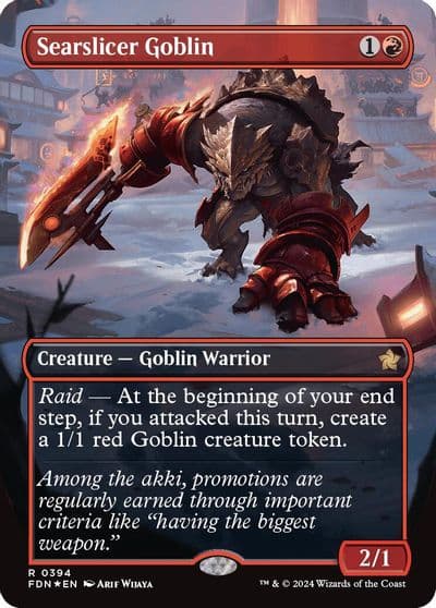 Searslicer Goblin Borderless Mana Foil Foundations Magic card