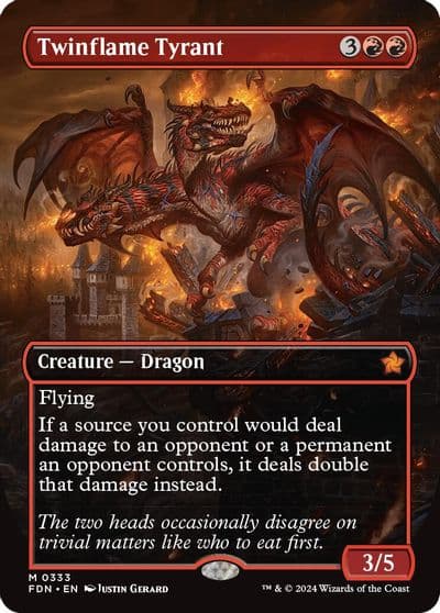 Twinflame Tyrant Borderless Foundations Magic card