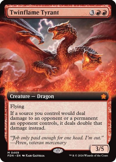 Twinflame Tyrant Extended Art Foundations Magic card