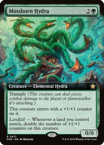 Mossborn Hydra Extended Art Foundations Magic card