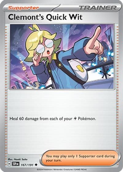 Clemont's Quick Wit SV08: Surging Sparks Pokemon card