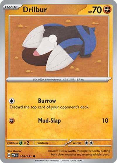 Drilbur SV08: Surging Sparks Pokemon card