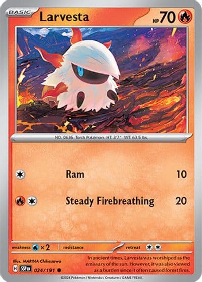 Larvesta SV08: Surging Sparks Pokemon card