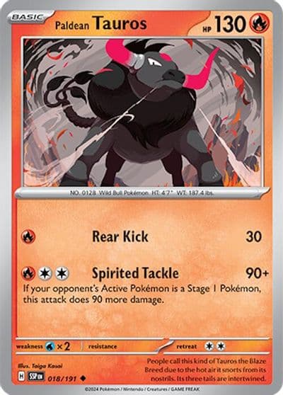 Paldean Tauros SV08: Surging Sparks Pokemon card