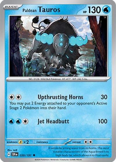 Paldean Tauros SV08: Surging Sparks Pokemon card