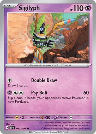 Sigilyph SV08: Surging Sparks Pokemon card