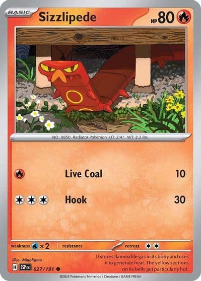 Sizzlipede SV08: Surging Sparks Pokemon card