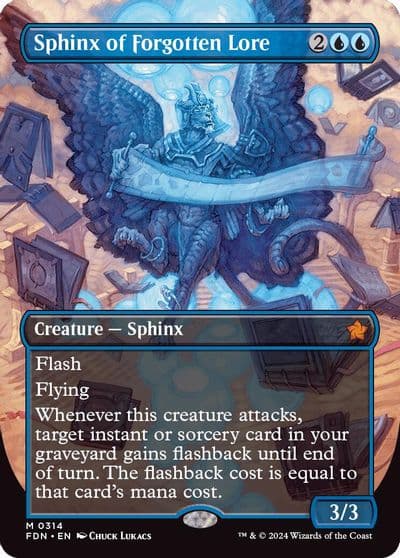 Sphinx of Forgotten Lore Borderless Foundations Magic card