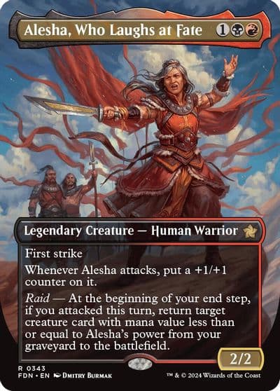 Alesha Who Laughs at Fate Borderless Foundations Magic card