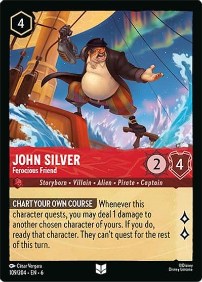 John Silver Ferocious Friend Azurite Sea Lorcana card