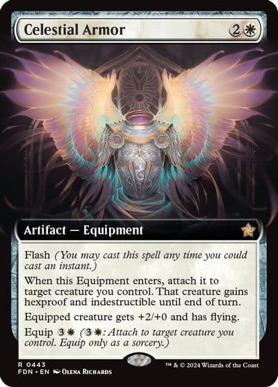 Celestial Armor Extended Art Foundations Magic card