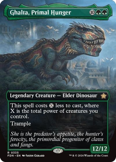 Ghalta Primal Hunger Borderless Foundations Magic card