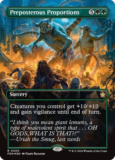 Preposterous Proportions Borderless Mana Foil Foundations Magic card