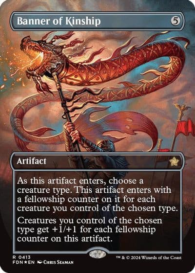 Banner of Kinship Borderless Mana Foil Foundations Magic card