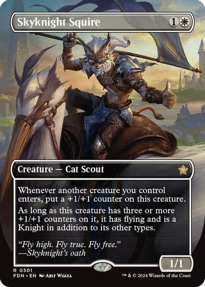 Skyknight Squire Borderless Foundations Magic card
