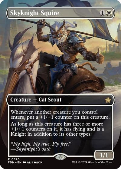 Skyknight Squire Borderless Mana Foil Foundations Magic card