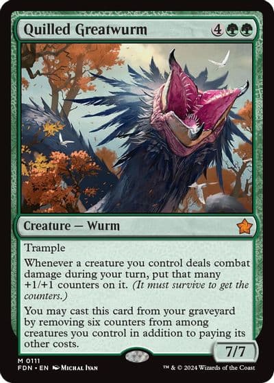 Quilled Greatwurm Foundations Magic card