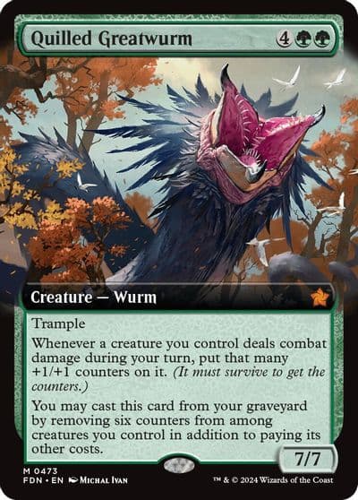 Quilled Greatwurm Extended Art Foundations Magic card