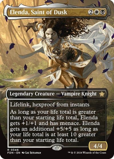 Elenda Saint of Dusk Borderless Foundations Magic card