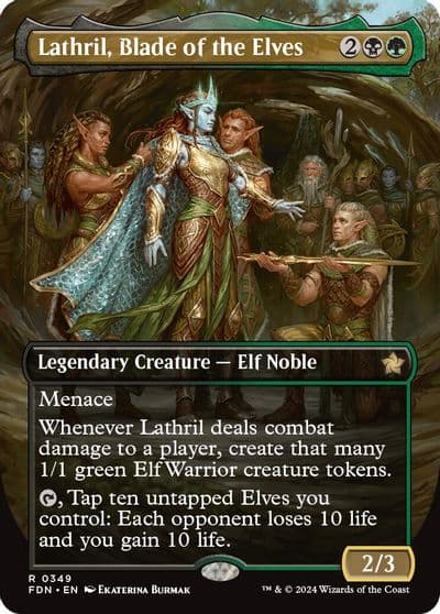 Lathril Blade of the Elves Borderless Foundations Magic card