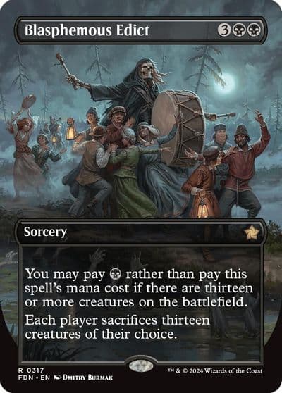 Blasphemous Edict Borderless Foundations Magic card