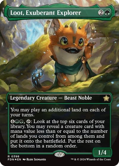 Loot Exuberant Explorer Borderless Mana Foil Foundations Magic card