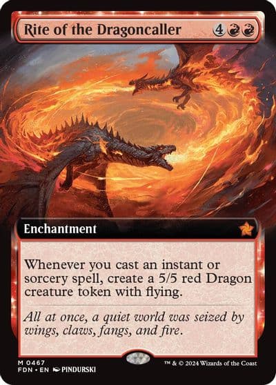 Rite of the Dragoncaller Extended Art Foundations Magic card
