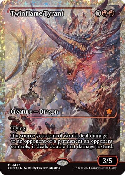 Twinflame Tyrant Showcase Fracture Foil Foundations Magic card