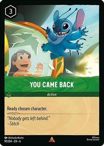 You Came Back Azurite Sea Lorcana card