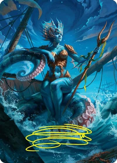 Kiora the Rising Tide Art Card 30 54 Gold Stamped Signature Art Series: Foundations Magic card
